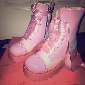 Dolls Kill/Sugar Thrillz Bubblegum Combat Boots